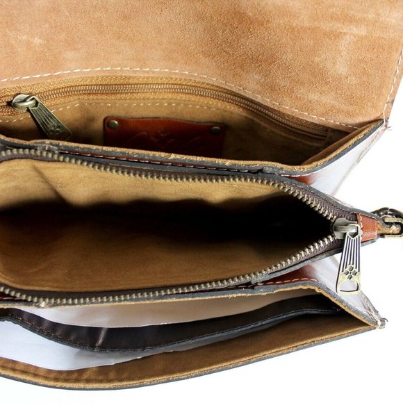 Patricia Nash Heritage Collection Tan Leather Flap Chain Small Crossbody Bag - Picture 7 of 8